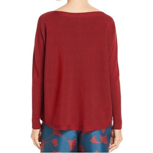 Lafayette 148 New York Sweater Womens Oversized scarlet Wool Knit New burgundy - Picture 3 of 10